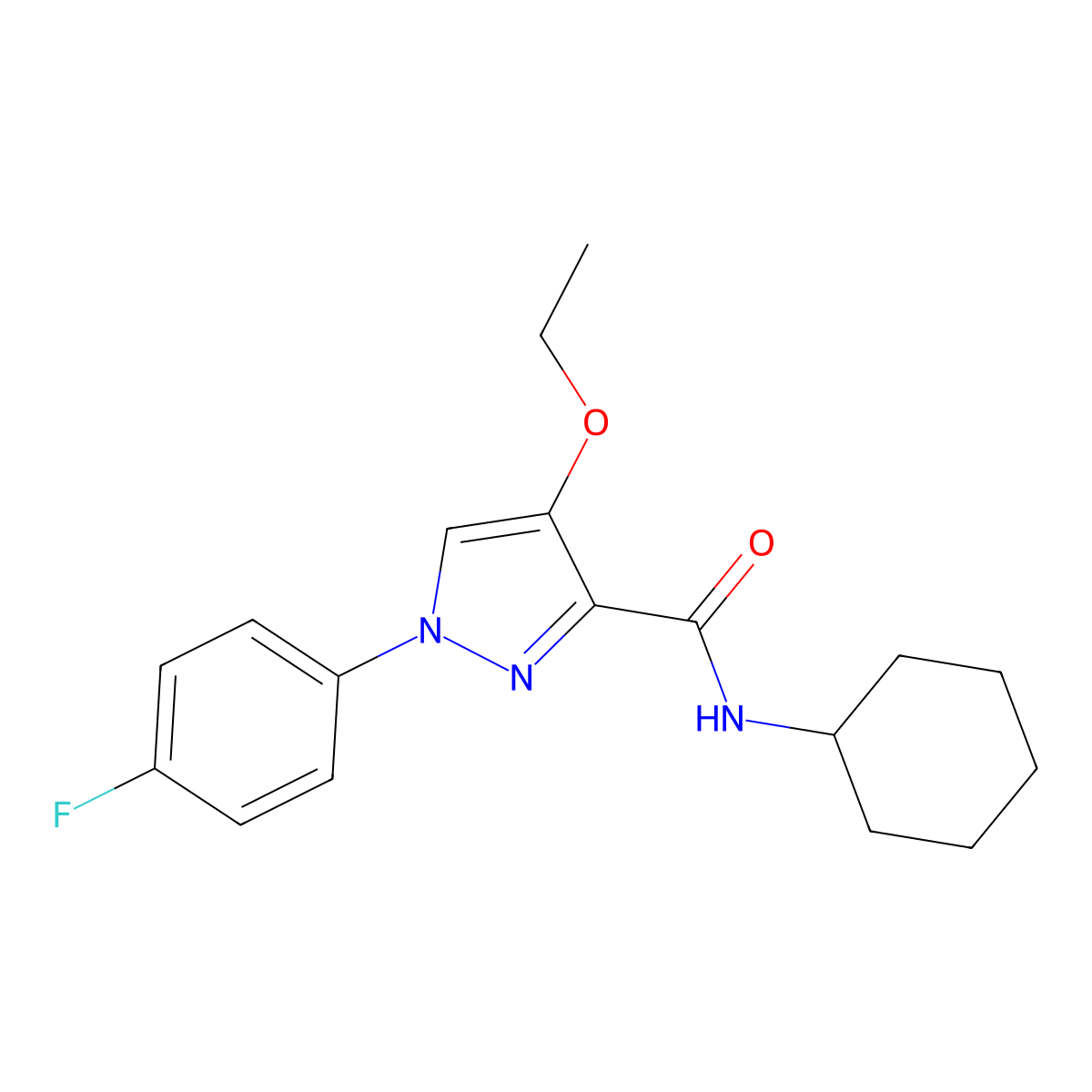 N-cyclohexyl-4-ethoxy-1-(4-fluorophenyl)-1H-pyrazole-3-carboxamide molecular structure, CAS 1210849-29-8
