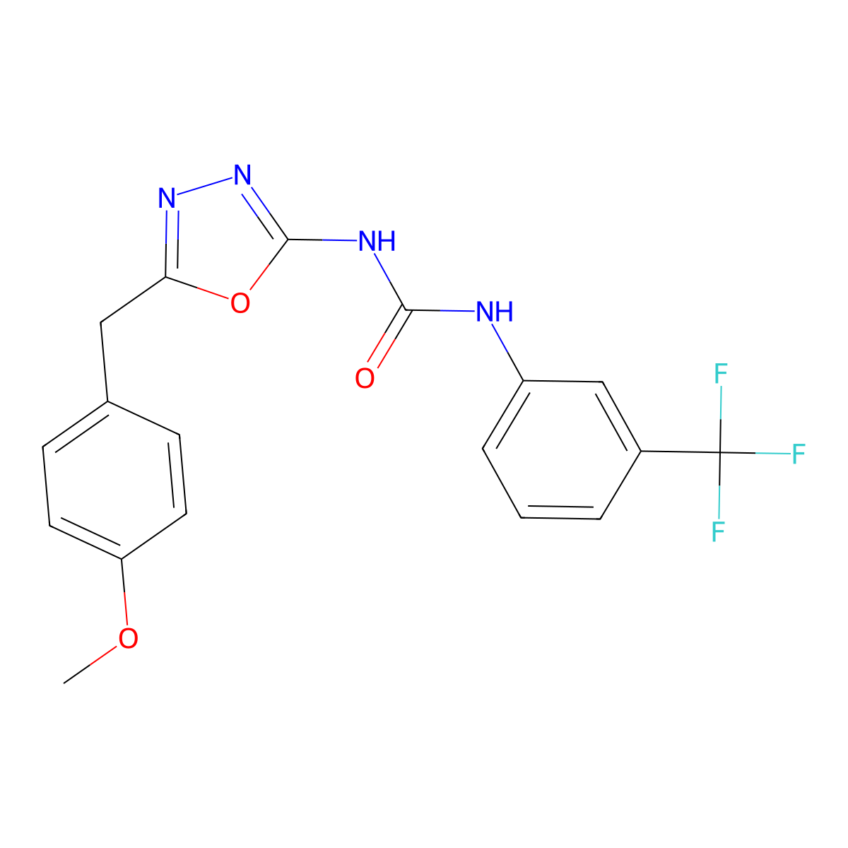 1-(5-(4-Methoxybenzyl)-1,3,4-oxadiazol-2-yl)-3-(3-(trifluoromethyl)phenyl)urea molecular structure, CAS 1210852-85-9
