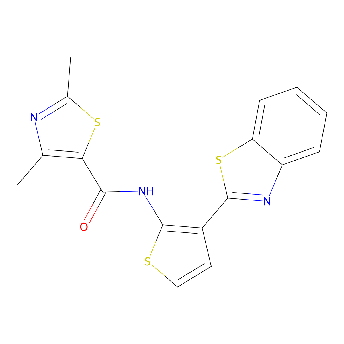 N-(3-(benzo[d]thiazol-2-yl)thiophen-2-yl)-2,4-dimethylthiazole-5-carboxamide molecular structure, CAS 1210856-03-3