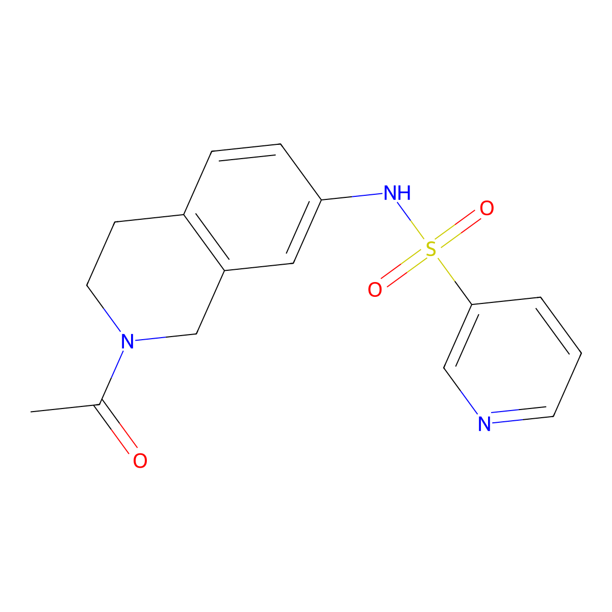 N-(2-acetyl-1,2,3,4-tetrahydroisoquinolin-7-yl)pyridine-3-sulfonamide molecular structure, CAS 1210860-41-5
