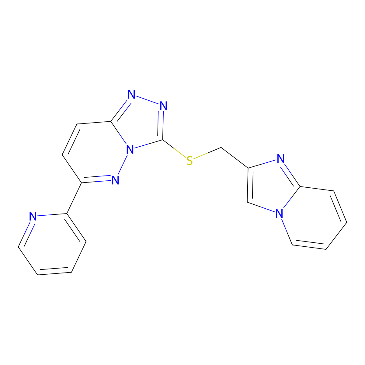 2-{3-[({Imidazo[1,2-a]pyridin-2-yl}methyl)sulfanyl]-[1,2,4]triazolo[4,3-b]pyridazin-6-yl}pyridine molecular structure, CAS 1210865-32-9