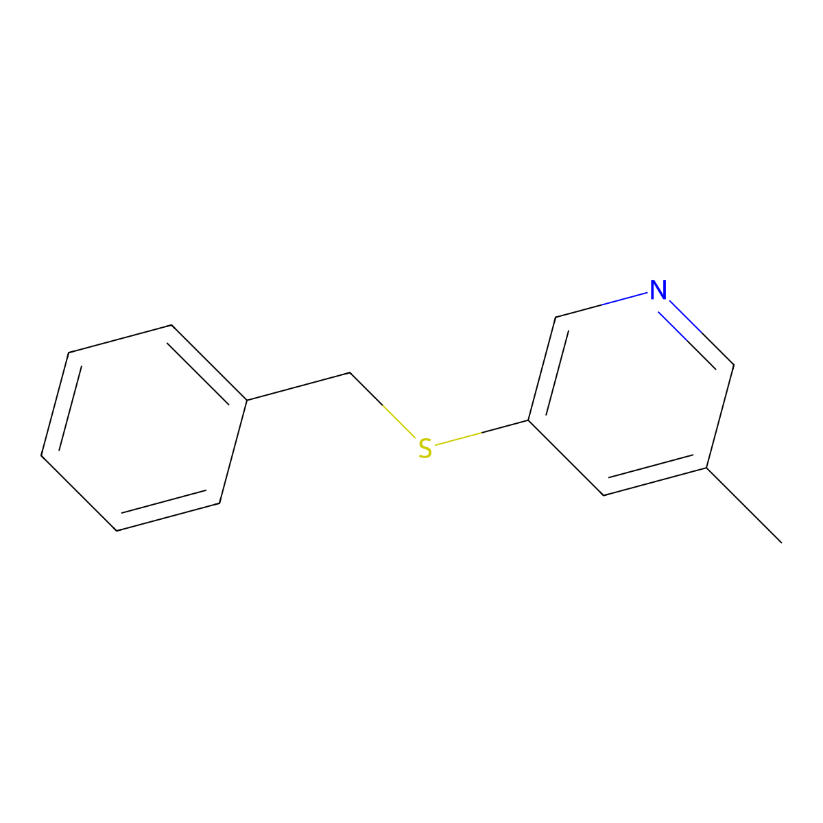 3-Methyl-5-[(phenylmethyl)thio]pyridine molecular structure, CAS 1210868-05-5