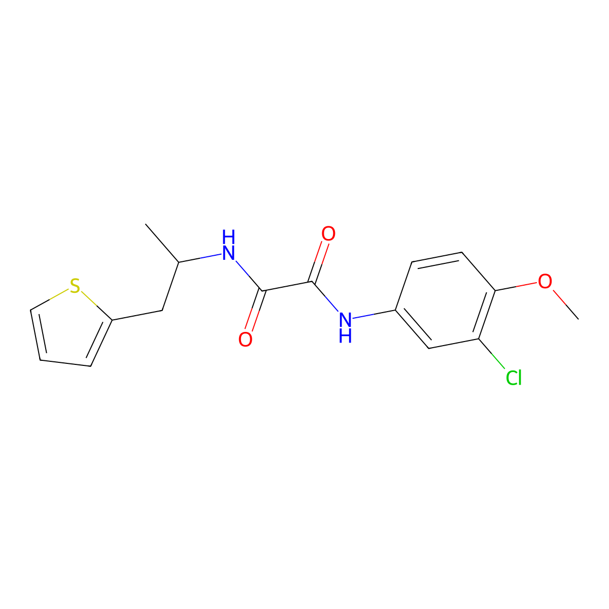 N1-(3-chloro-4-methoxyphenyl)-N2-(1-(thiophen-2-yl)propan-2-yl)oxalamide molecular structure, CAS 1210868-99-7