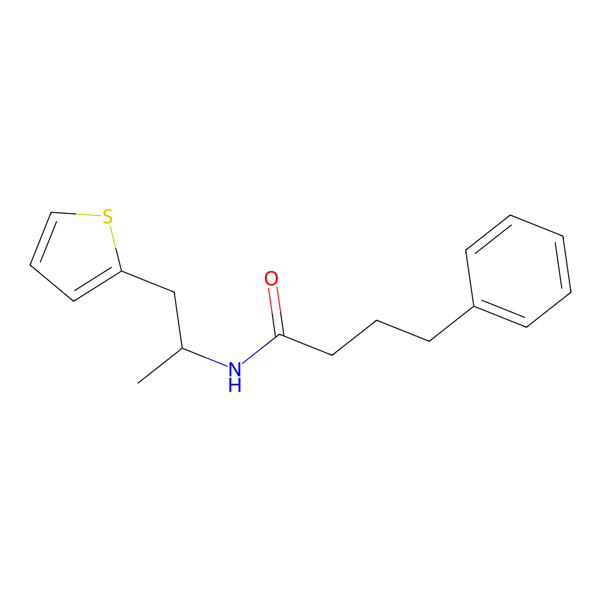 4-phenyl-N-[1-(thiophen-2-yl)propan-2-yl]butanamide molecular structure, CAS 1210869-37-6