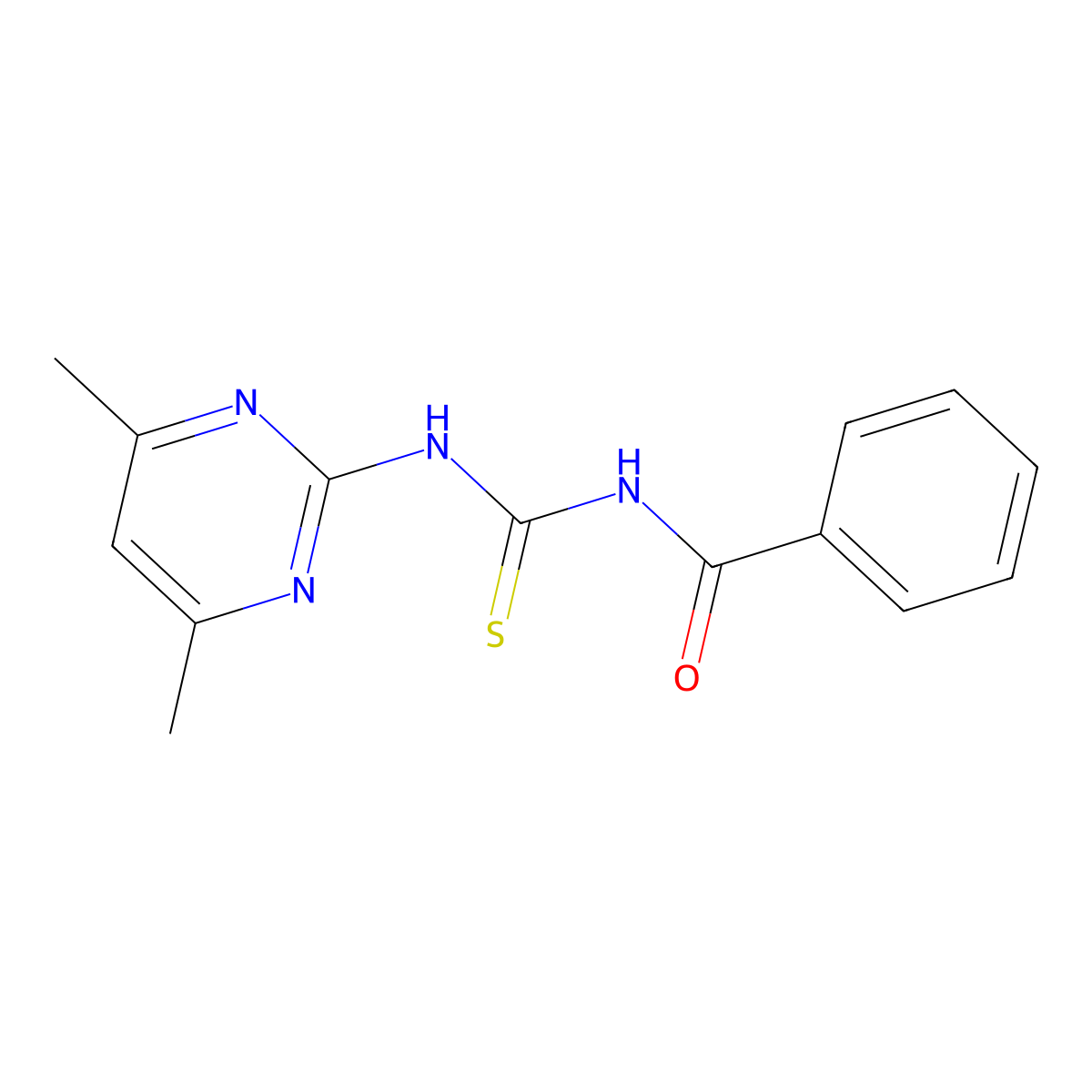 Benzamide, N-[[(4,6-dimethyl-2-pyrimidinyl)amino]thioxomethyl]- molecular structure, CAS 121087-84-1