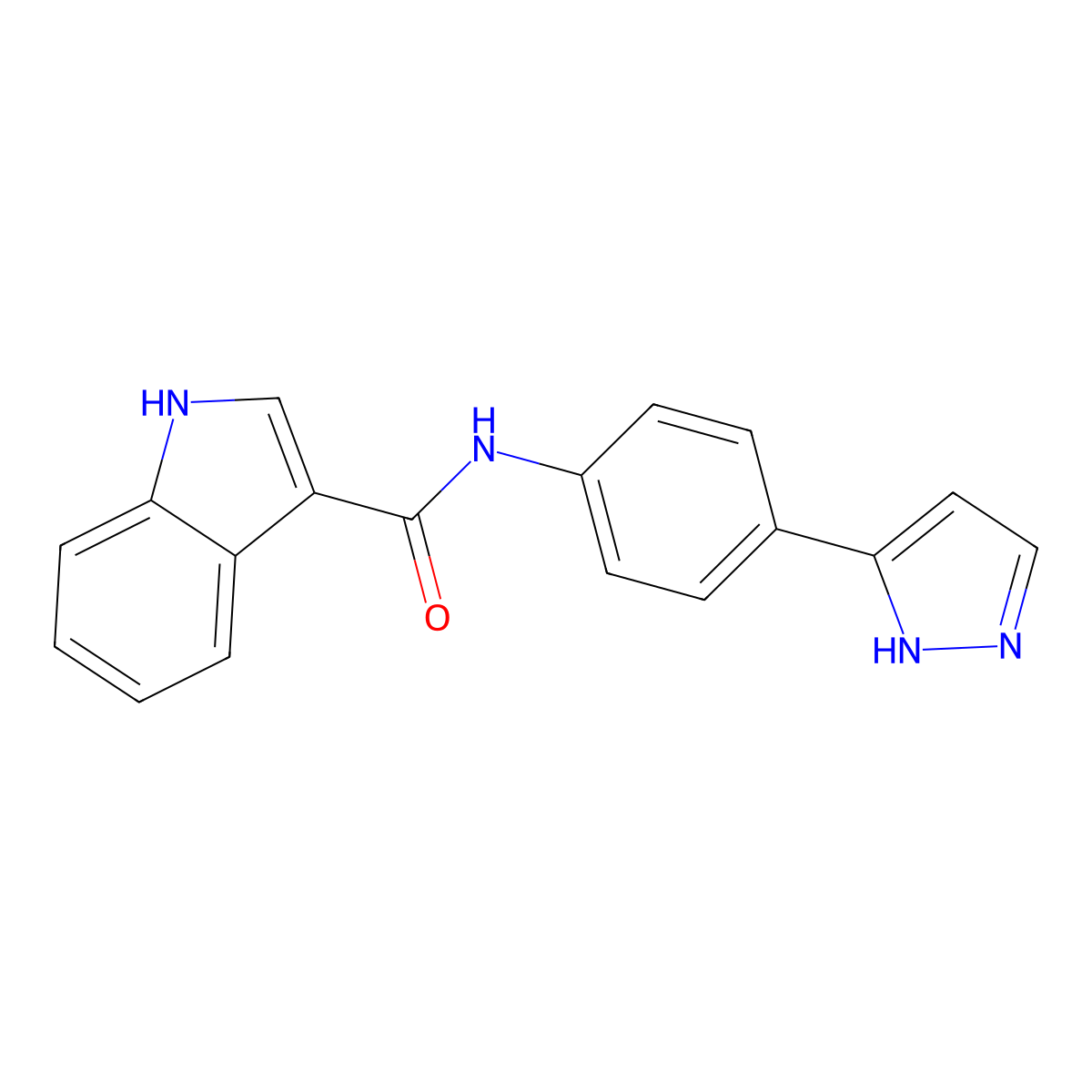 N-(4-(1H-pyrazol-3-yl)phenyl)-1H-indole-3-carboxamide molecular structure, CAS 1210872-33-5