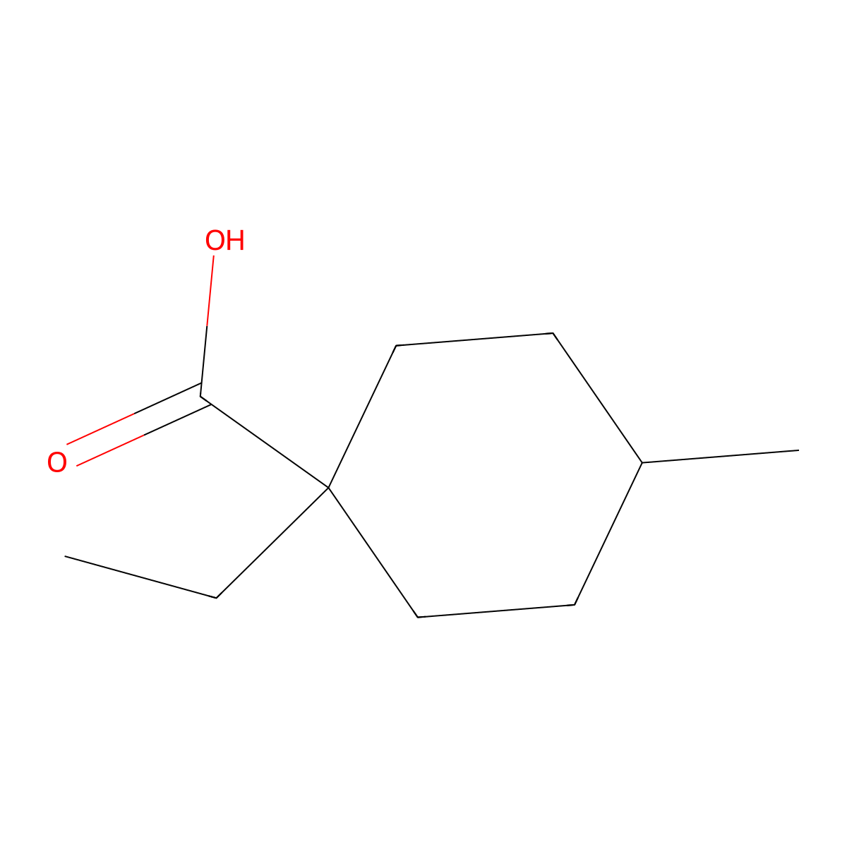 1-Ethyl-4-methylcyclohexane-1-carboxylic acid molecular structure, CAS 1210878-92-4