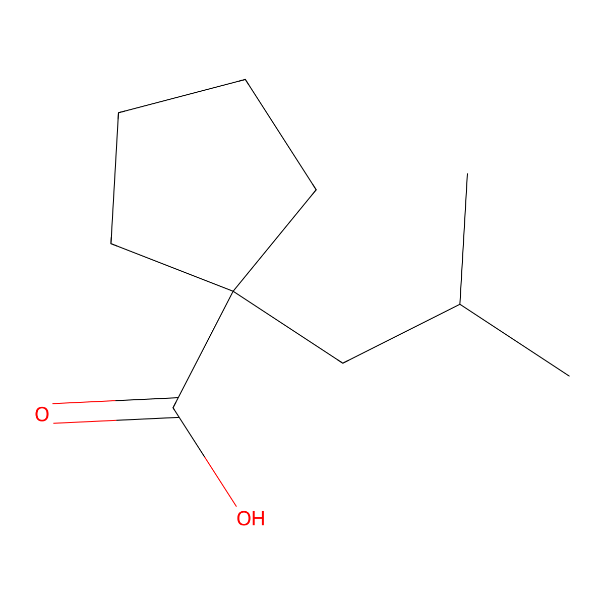 1-(2-Methylpropyl)cyclopentane-1-carboxylic acid molecular structure, CAS 1210879-99-4