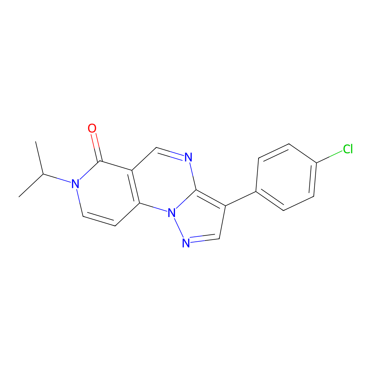 3-(4-chlorophenyl)-7-isopropylpyrazolo[1,5-a]pyrido[3,4-e]pyrimidin-6(7H)-one molecular structure, CAS 1210881-75-6