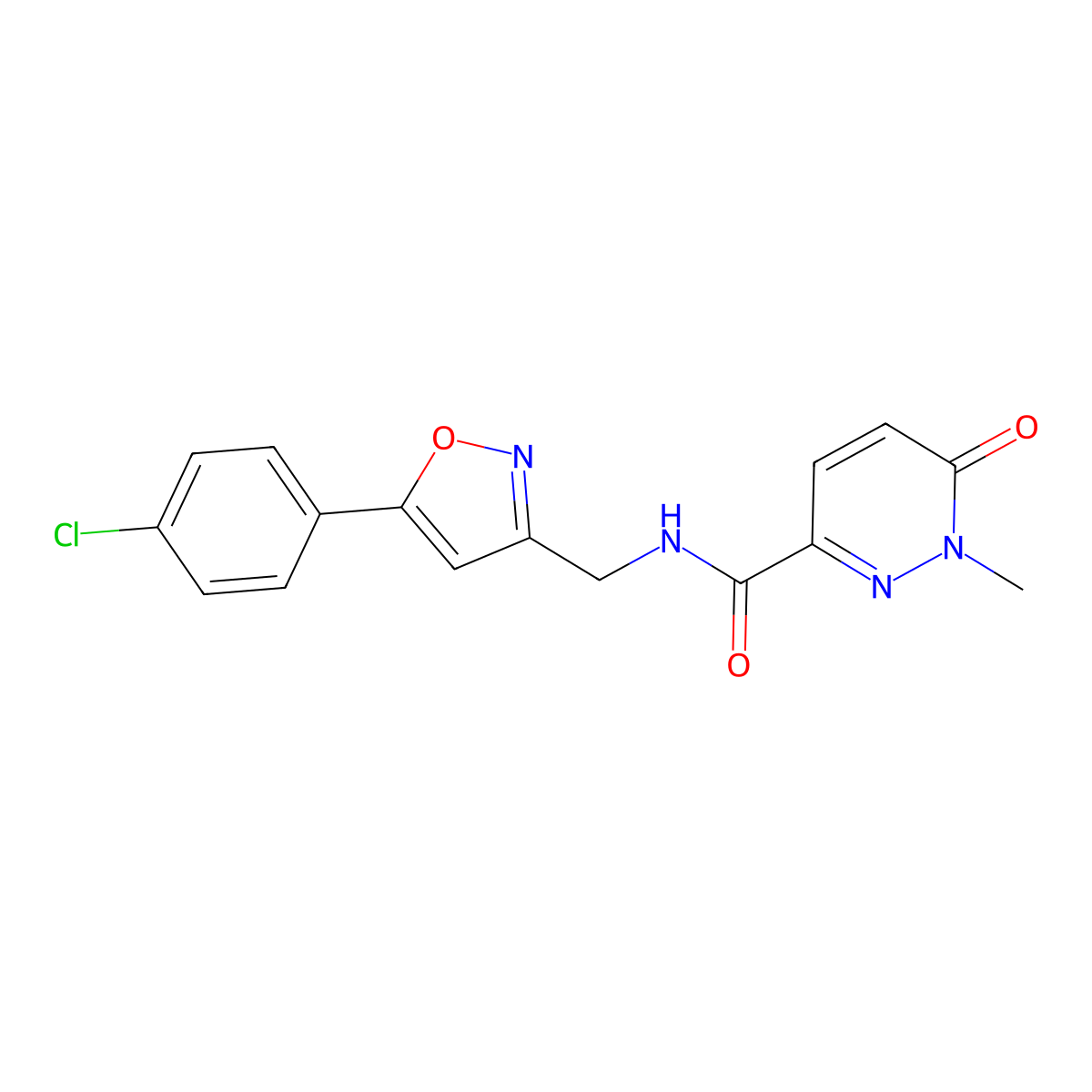 N-((5-(4-chlorophenyl)isoxazol-3-yl)methyl)-1-methyl-6-oxo-1,6-dihydropyridazine-3-carboxamide molecular structure, CAS 1210882-45-3