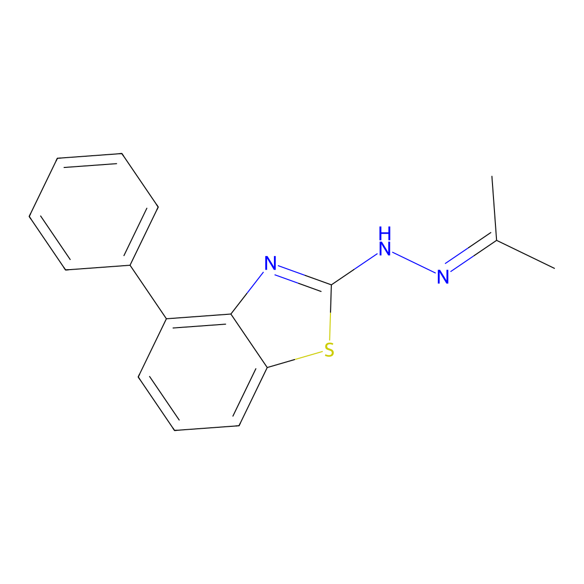 4-Phenyl-2-[2-(propan-2-ylidene)hydrazinyl]-1,3-benzothiazole molecular structure, CAS 1210887-45-8