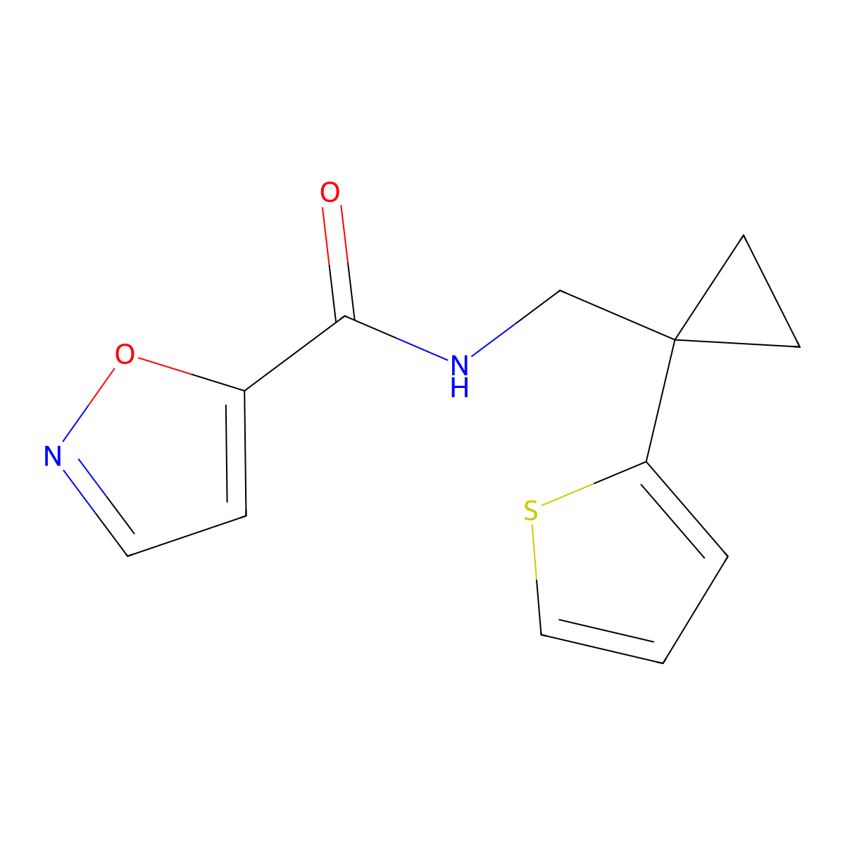 N-((1-(thiophen-2-yl)cyclopropyl)methyl)isoxazole-5-carboxamide molecular structure, CAS 1210889-33-0