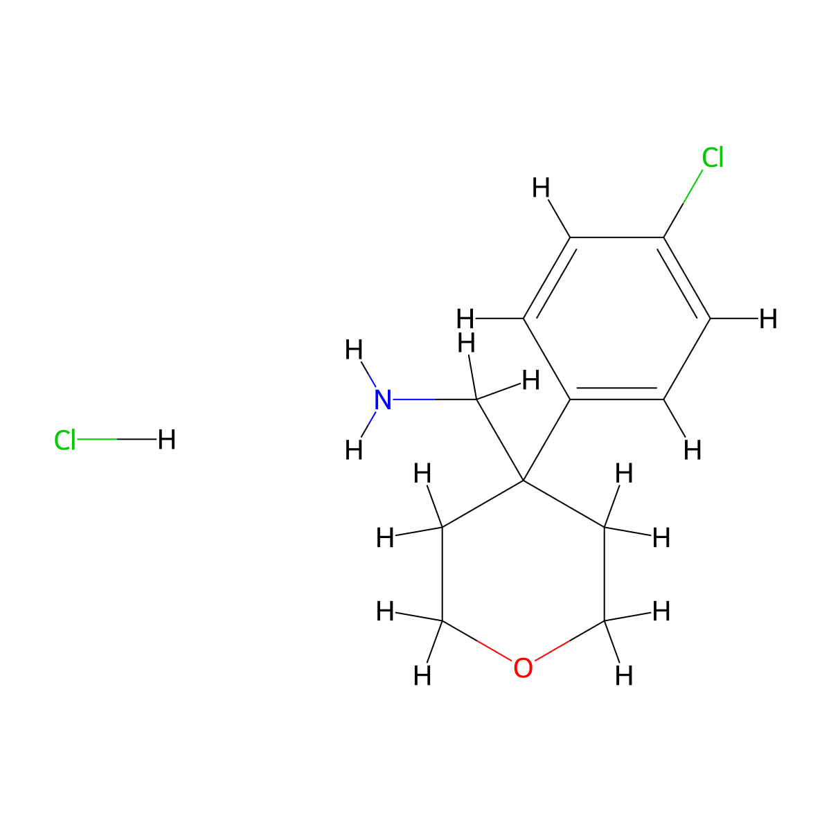 [4-(4-Chlorophenyl)oxan-4-yl]methanamine hydrochloride molecular structure, CAS 1210893-58-5