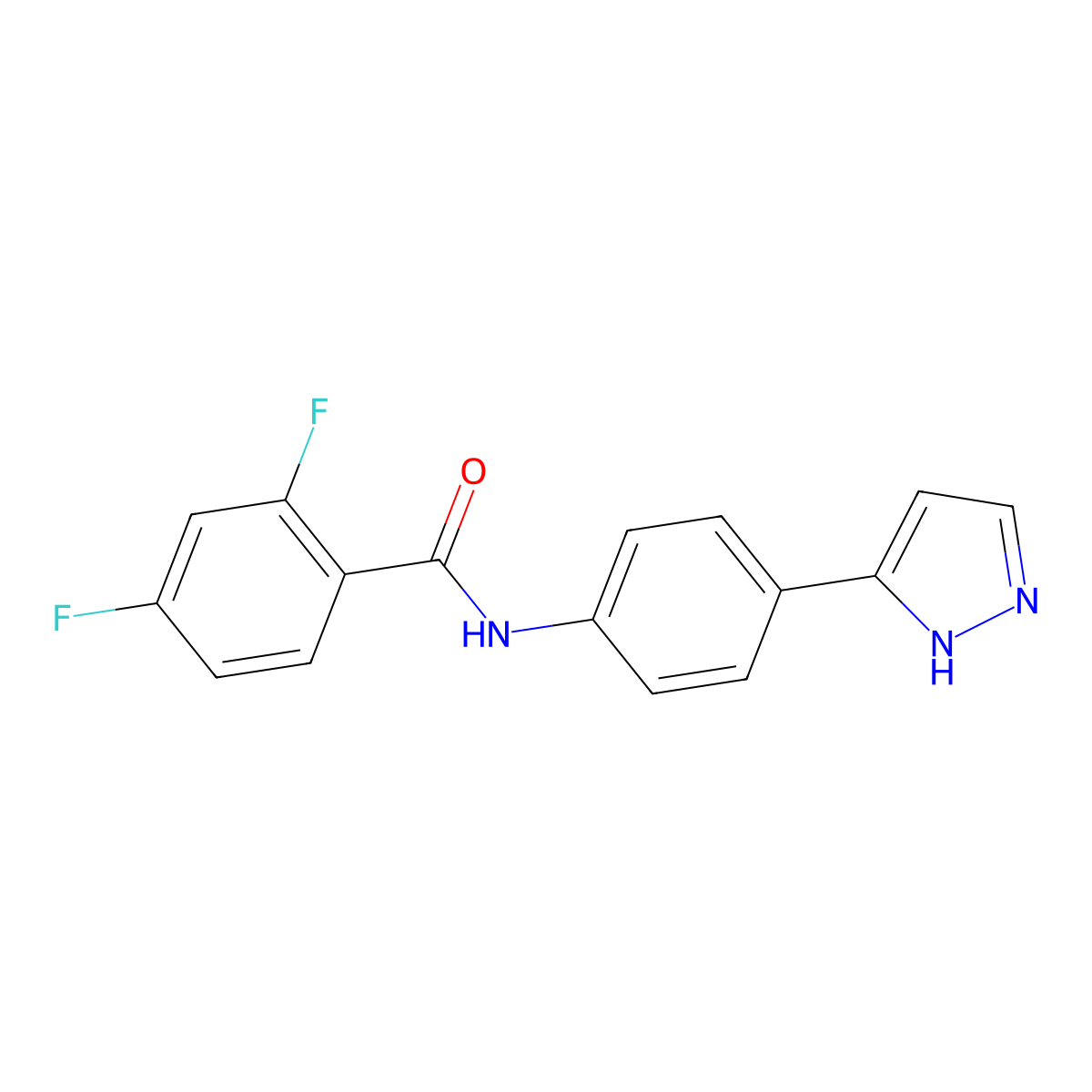 2,4-difluoro-N-[4-(1H-pyrazol-3-yl)phenyl]benzamide molecular structure, CAS 1210893-97-2