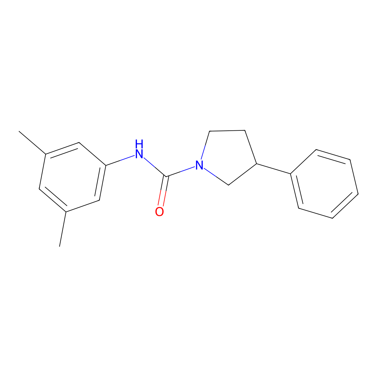 N-(3,5-dimethylphenyl)-3-phenylpyrrolidine-1-carboxamide molecular structure, CAS 1210896-31-3