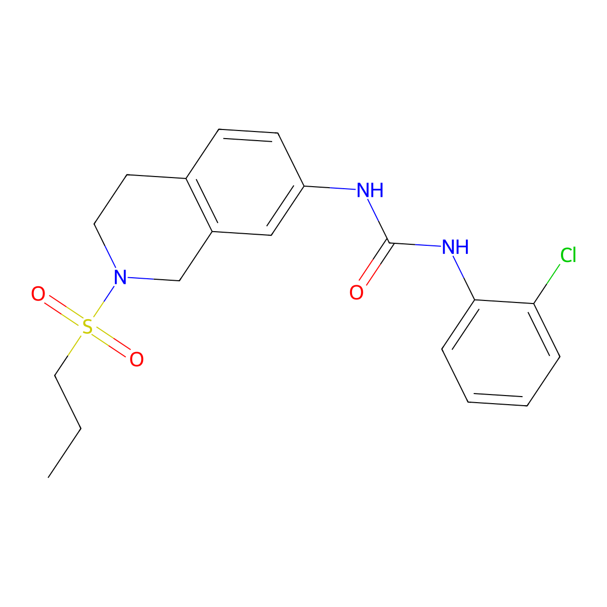 1-(2-Chlorophenyl)-3-(2-(propylsulfonyl)-1,2,3,4-tetrahydroisoquinolin-7-yl)urea molecular structure, CAS 1210898-36-4
