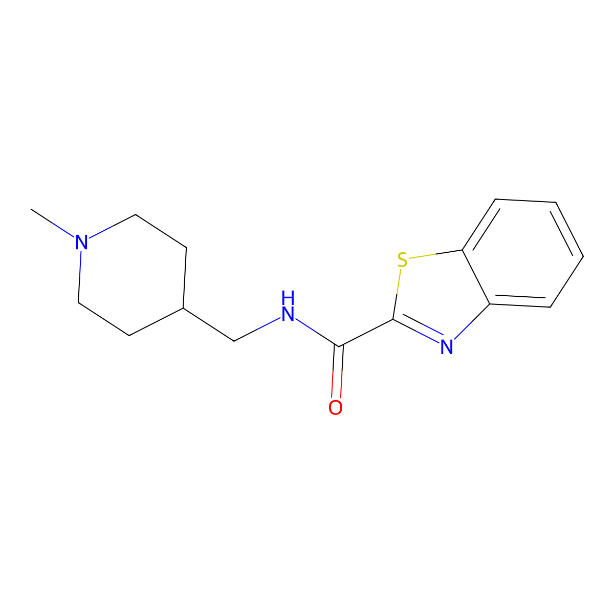 N-((1-methylpiperidin-4-yl)methyl)benzo[d]thiazole-2-carboxamide molecular structure, CAS 1210903-29-9
