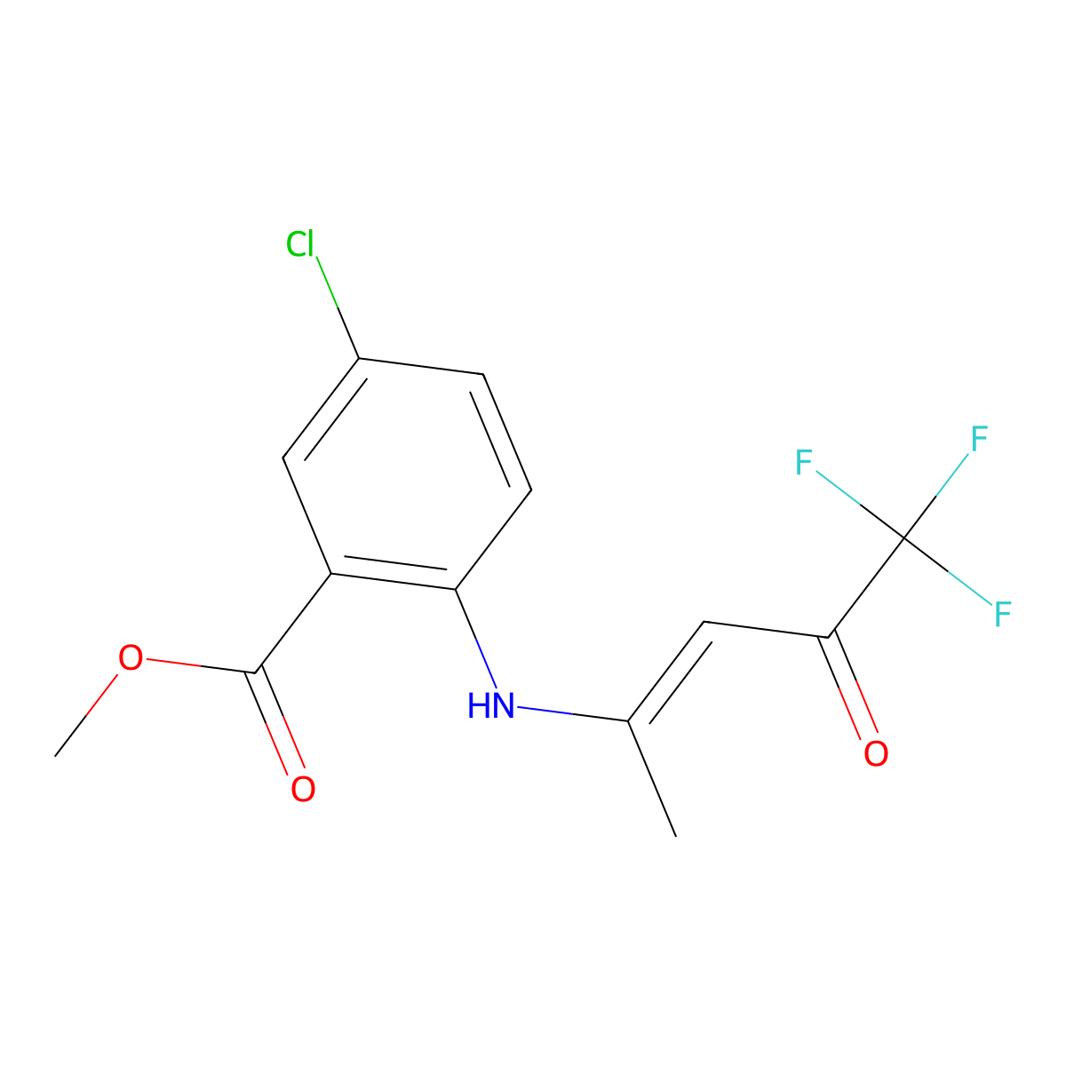 methyl 5-chloro-2-[[(E)-5,5,5-trifluoro-4-oxopent-2-en-2-yl]amino]benzoate molecular structure, CAS 1210908-67-0