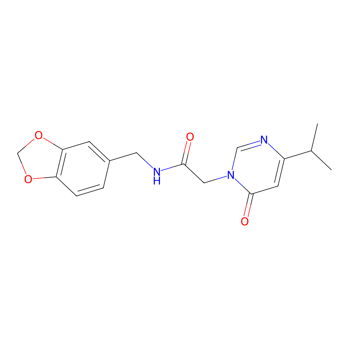 N-(benzo[d][1,3]dioxol-5-ylmethyl)-2-(4-isopropyl-6-oxopyrimidin-1(6H)-yl)acetamide molecular structure, CAS 1210908-69-2
