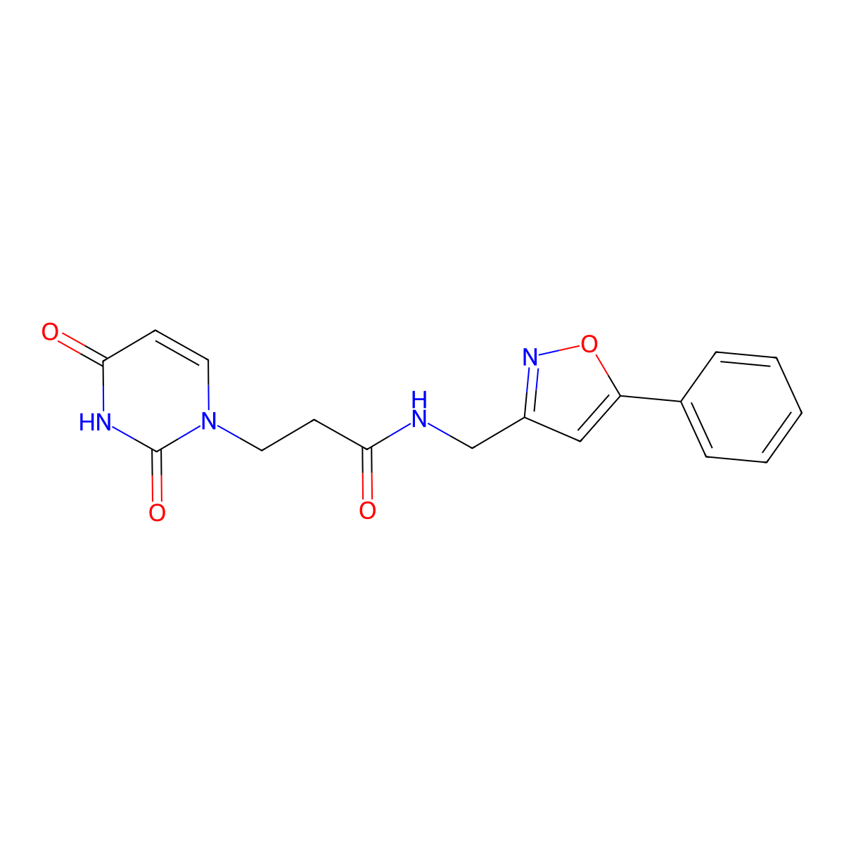 3-(2,4-dioxo-3,4-dihydropyrimidin-1(2H)-yl)-N-((5-phenylisoxazol-3-yl)methyl)propanamide molecular structure, CAS 1210909-29-7