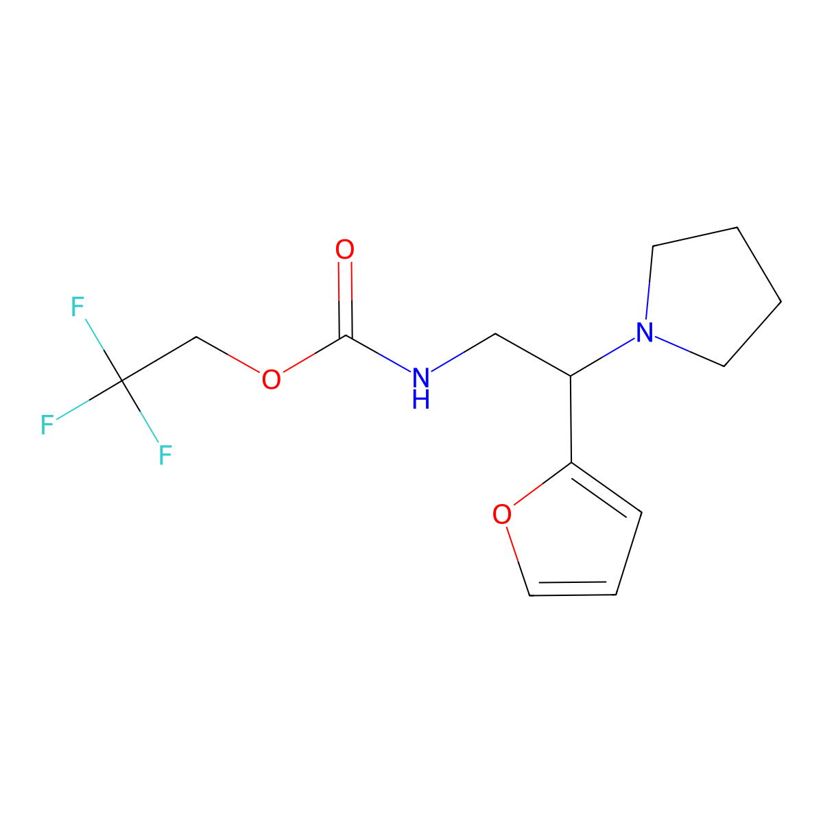 2,2,2-trifluoroethyl N-[2-(furan-2-yl)-2-(pyrrolidin-1-yl)ethyl]carbamate molecular structure, CAS 1210912-39-2