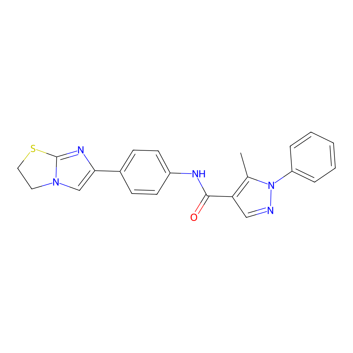 N-(4-(2,3-dihydroimidazo[2,1-b]thiazol-6-yl)phenyl)-5-methyl-1-phenyl-1H-pyrazole-4-carboxamide molecular structure, CAS 1210923-47-9