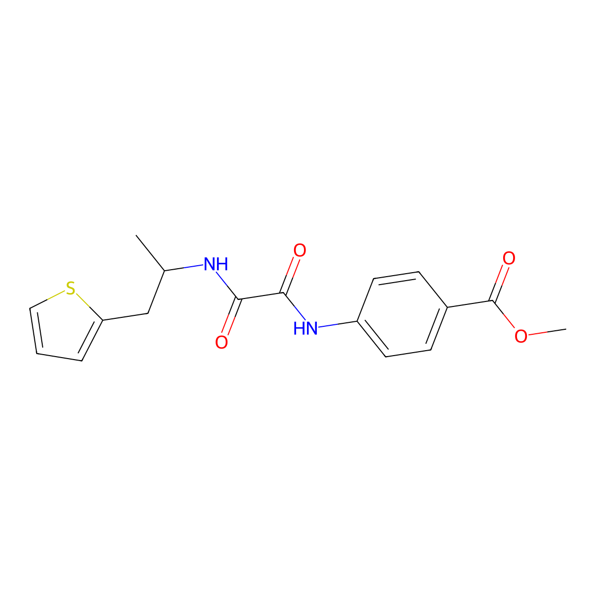 Methyl 4-(2-oxo-2-((1-(thiophen-2-yl)propan-2-yl)amino)acetamido)benzoate molecular structure, CAS 1210925-63-5