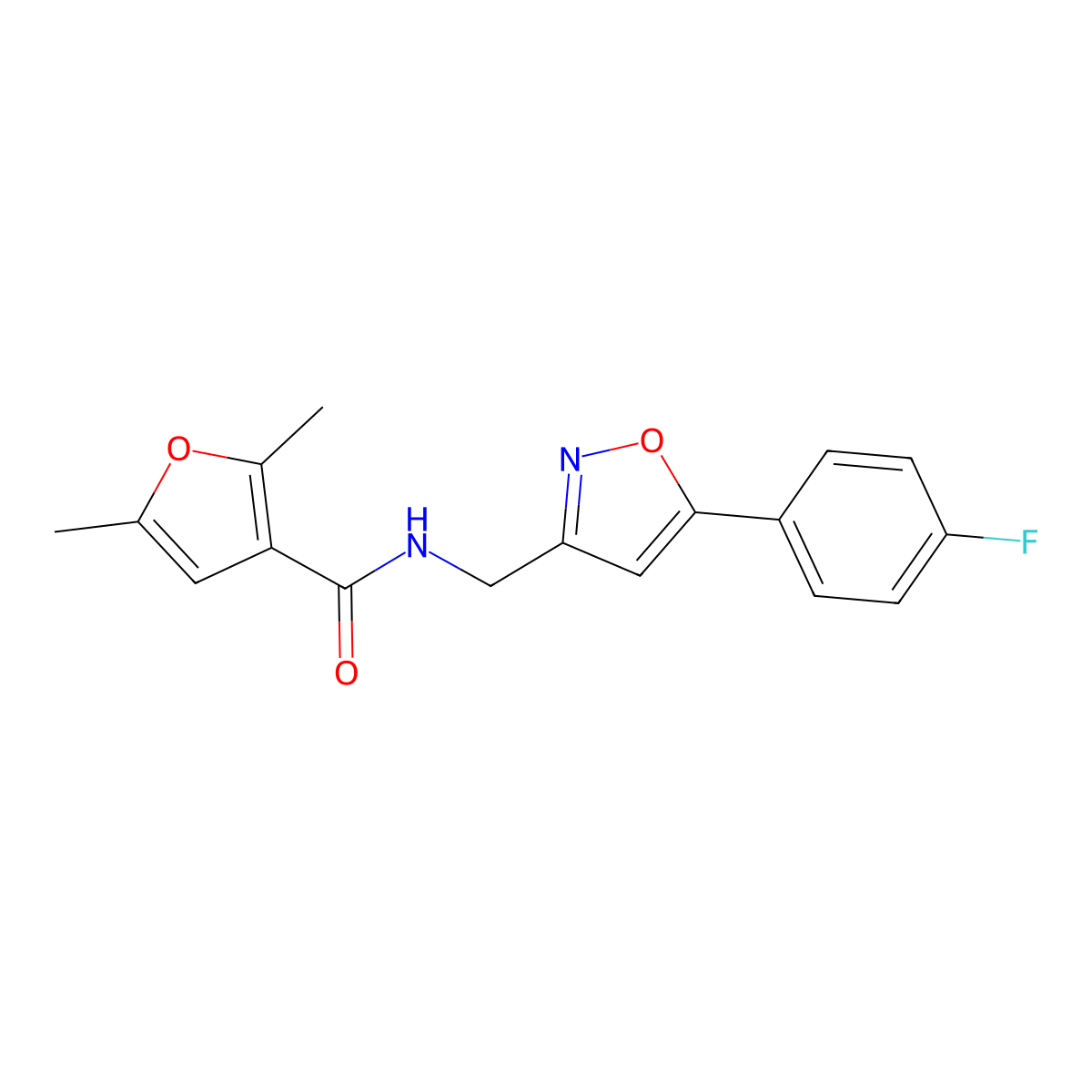 N-((5-(4-fluorophenyl)isoxazol-3-yl)methyl)-2,5-dimethylfuran-3-carboxamide molecular structure, CAS 1210931-24-0