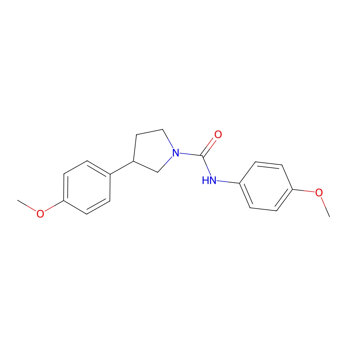 N,3-bis(4-methoxyphenyl)pyrrolidine-1-carboxamide molecular structure, CAS 1210933-20-2