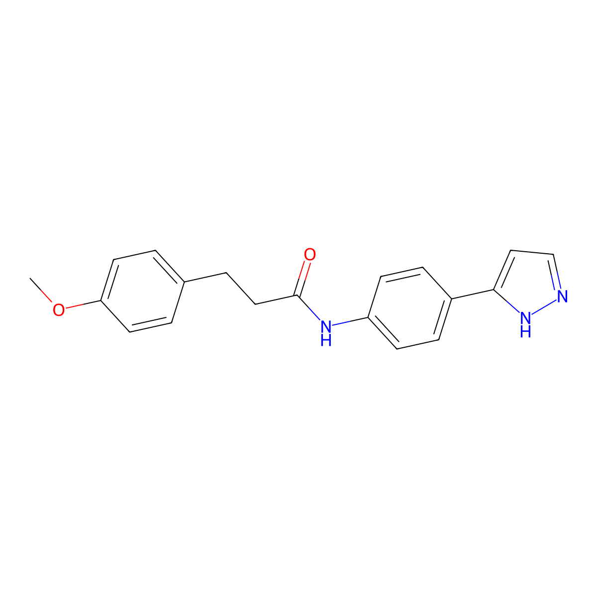 3-(4-methoxyphenyl)-N-[4-(1H-pyrazol-3-yl)phenyl]propanamide molecular structure, CAS 1210937-53-3