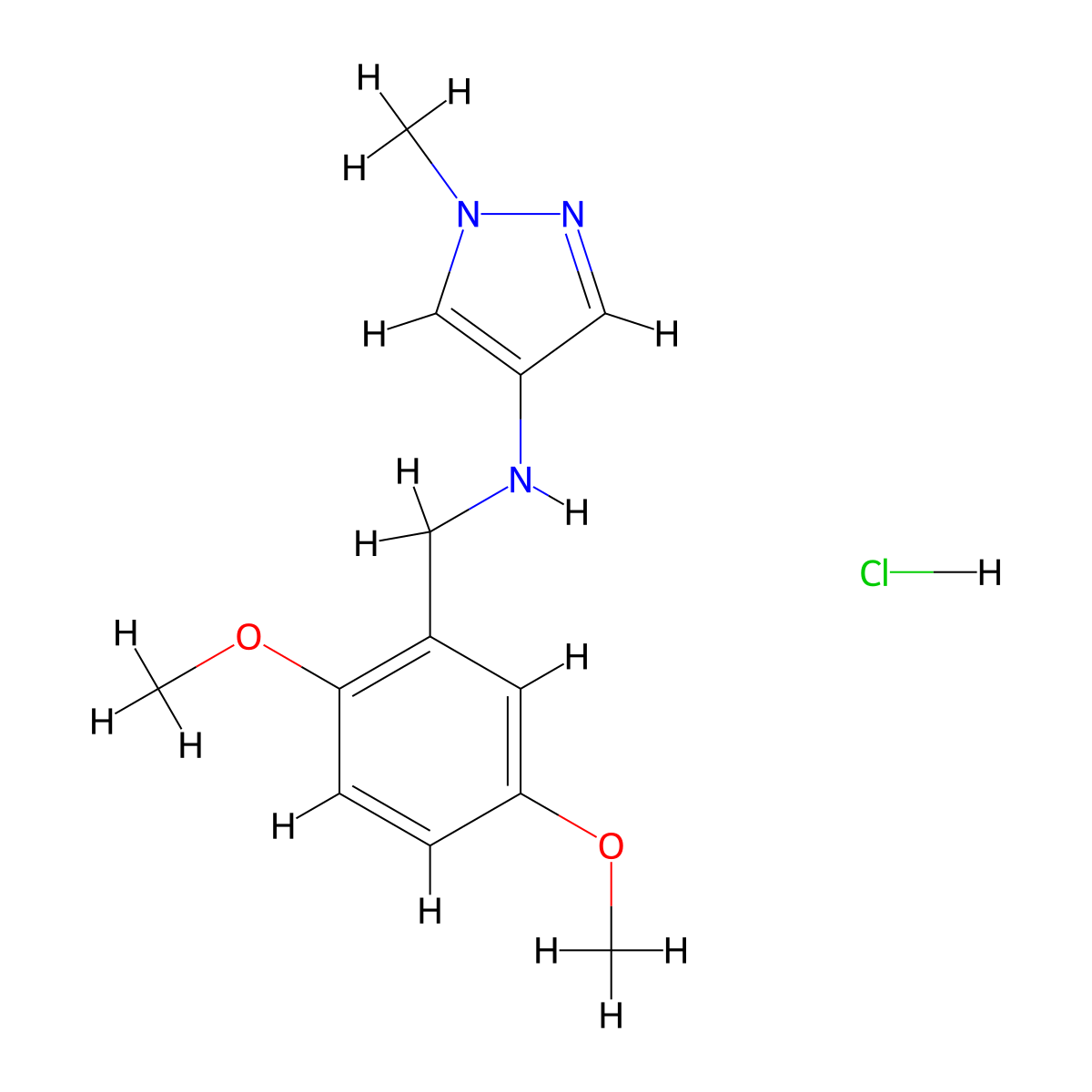 N-[(2,5-dimethoxyphenyl)methyl]-1-methyl-1H-pyrazol-4-amine hydrochloride molecular structure, CAS 1210939-30-2