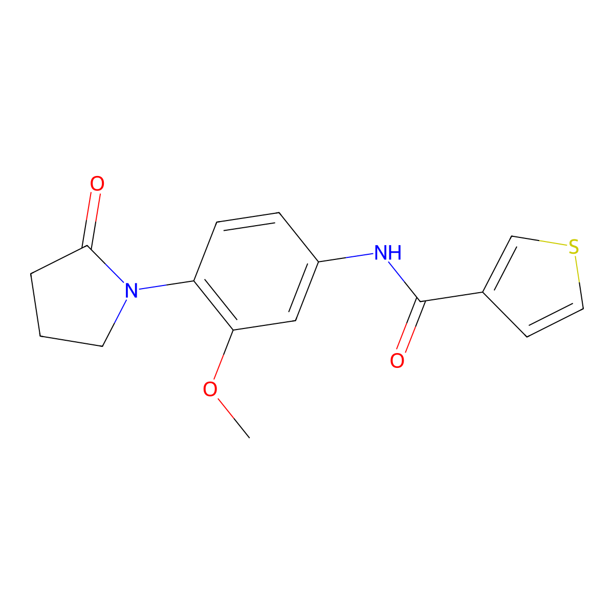 N-[3-methoxy-4-(2-oxopyrrolidin-1-yl)phenyl]thiophene-3-carboxamide molecular structure, CAS 1210939-55-1