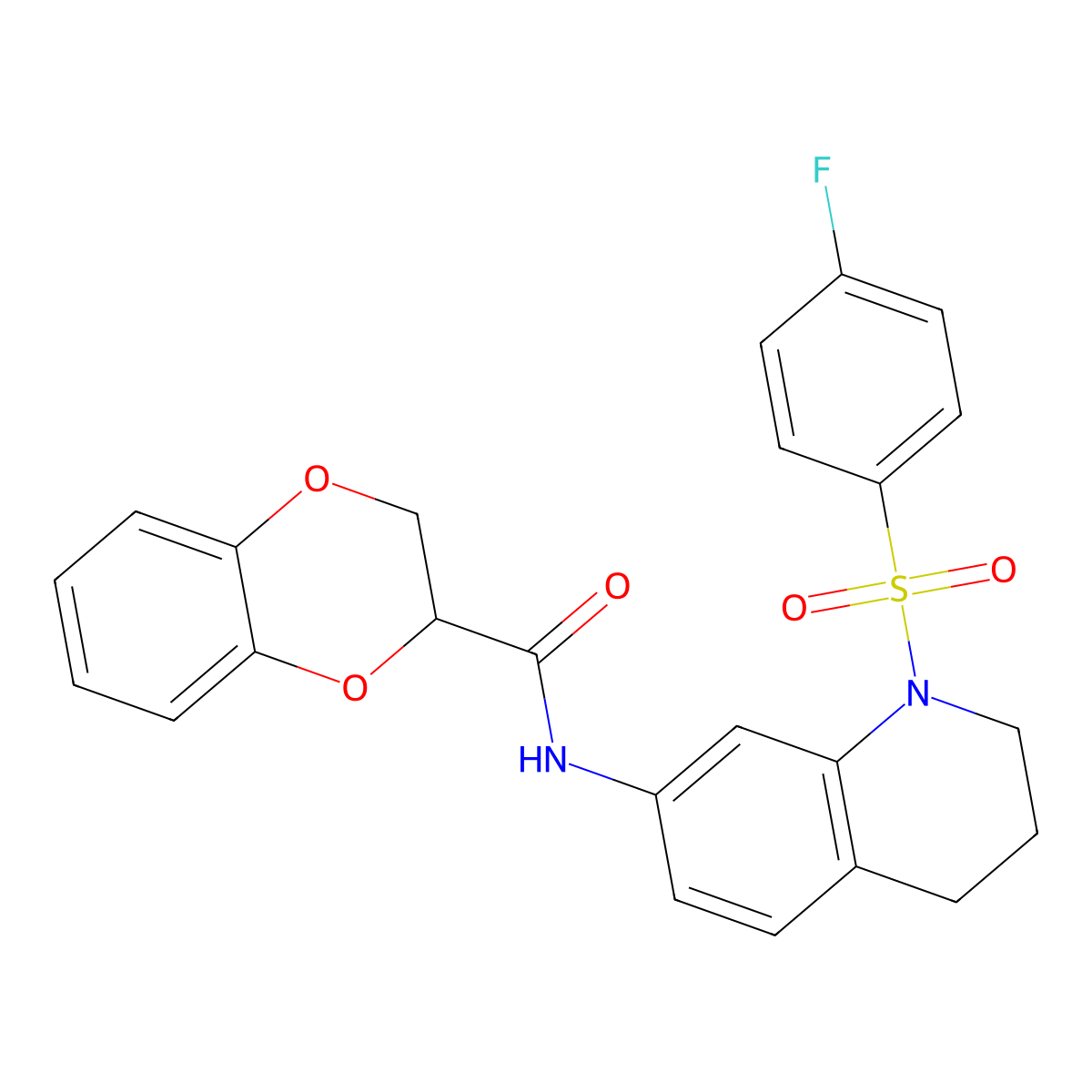 N-(1-((4-fluorophenyl)sulfonyl)-1,2,3,4-tetrahydroquinolin-7-yl)-2,3-dihydrobenzo[b][1,4]dioxine-2-carboxamide molecular structure, CAS 1210941-73-3