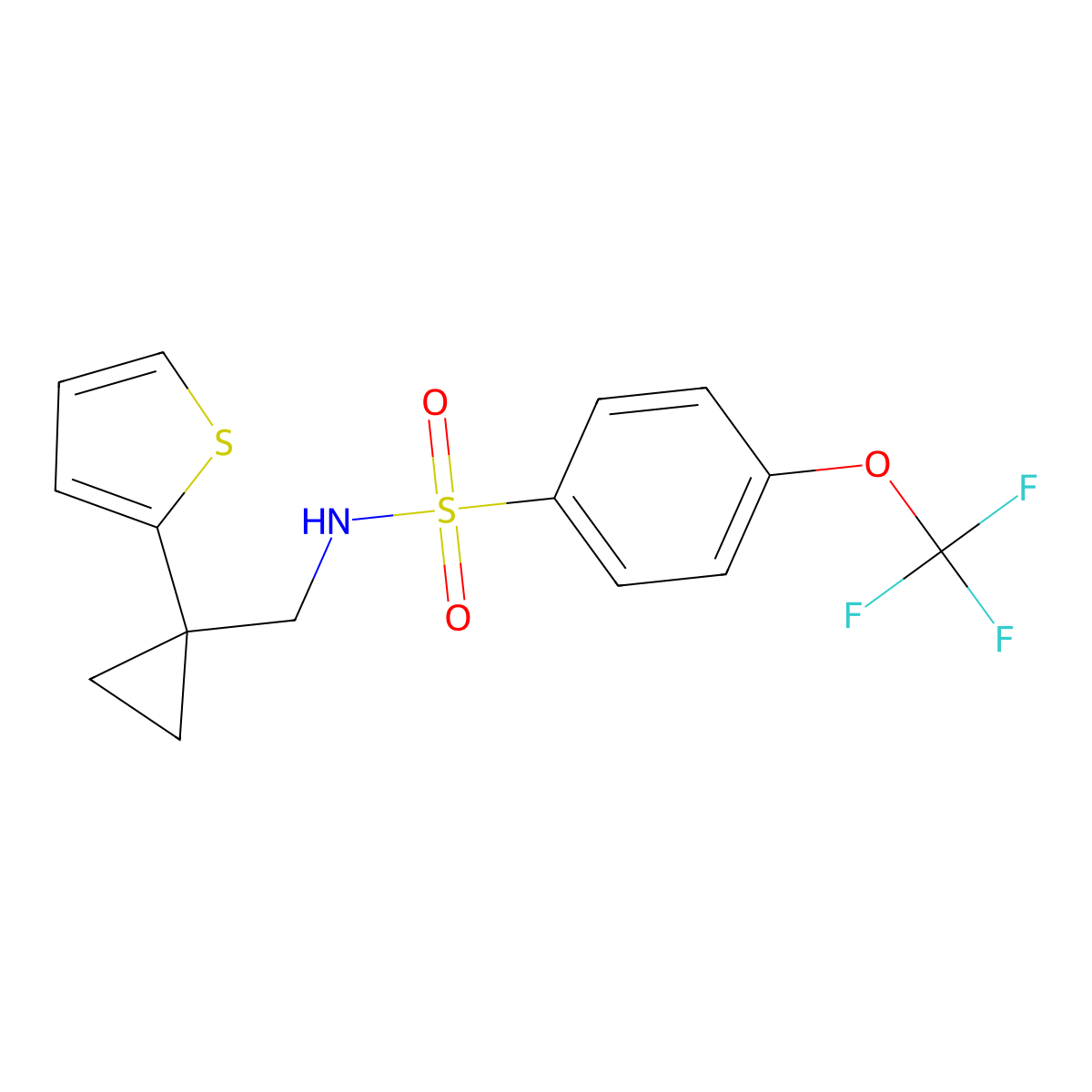 N-((1-(thiophen-2-yl)cyclopropyl)methyl)-4-(trifluoromethoxy)benzenesulfonamide molecular structure, CAS 1210945-73-5