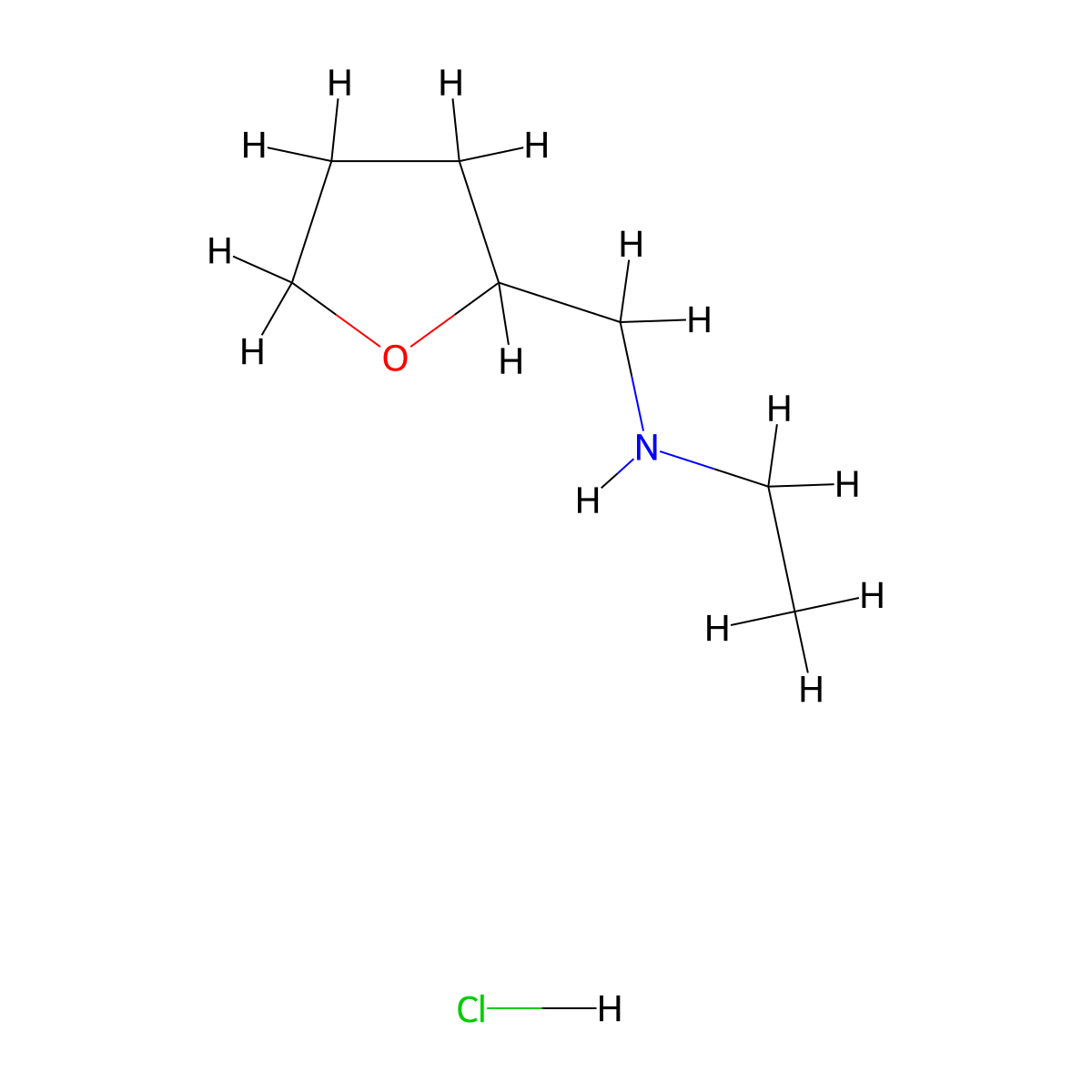Ethyl(oxolan-2-ylmethyl)amine hydrochloride molecular structure, CAS 1210950-14-3