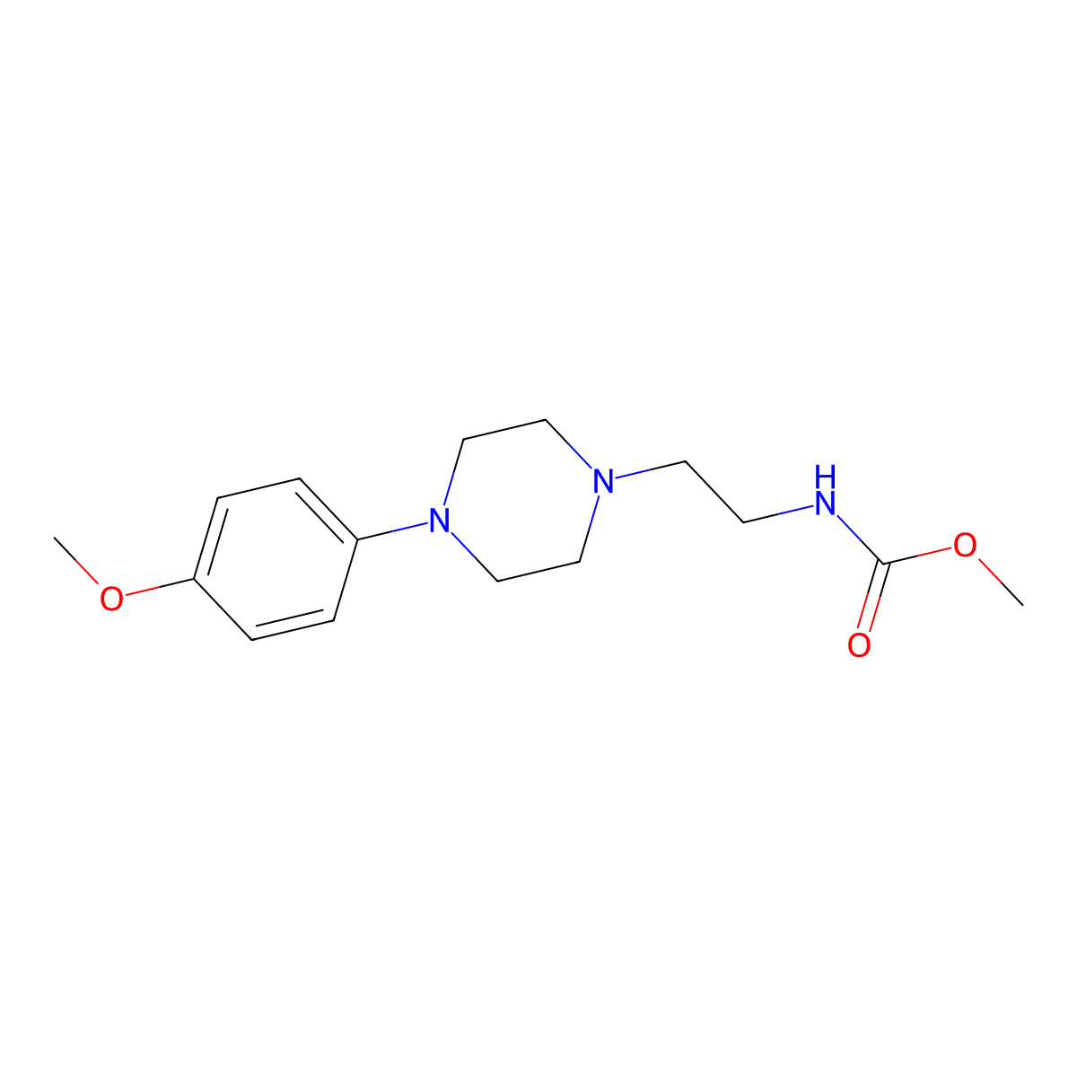 Methyl (2-(4-(4-methoxyphenyl)piperazin-1-yl)ethyl)carbamate molecular structure, CAS 1210951-17-9