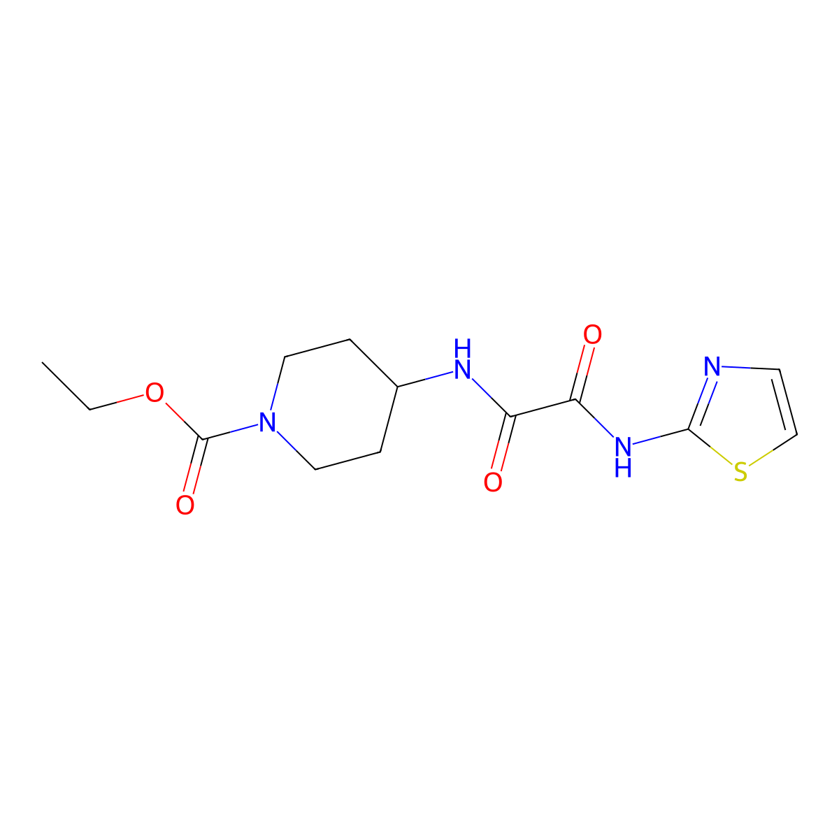 Ethyl 4-(2-oxo-2-(thiazol-2-ylamino)acetamido)piperidine-1-carboxylate molecular structure, CAS 1210963-71-5