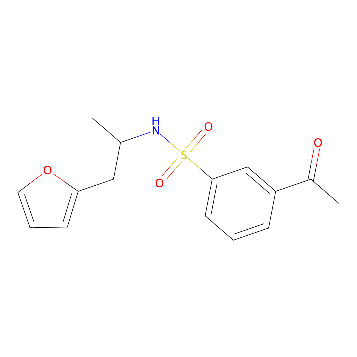 3-acetyl-N-[1-(furan-2-yl)propan-2-yl]benzene-1-sulfonamide molecular structure, CAS 1210968-58-3