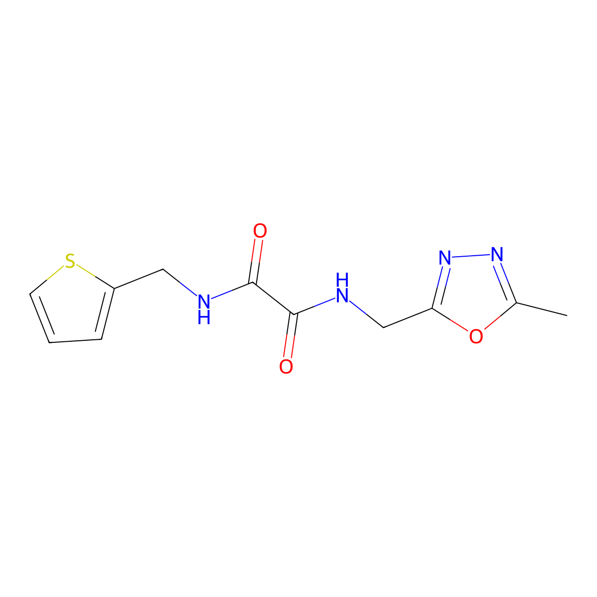 N1-((5-methyl-1,3,4-oxadiazol-2-yl)methyl)-N2-(thiophen-2-ylmethyl)oxalamide molecular structure, CAS 1210968-96-9