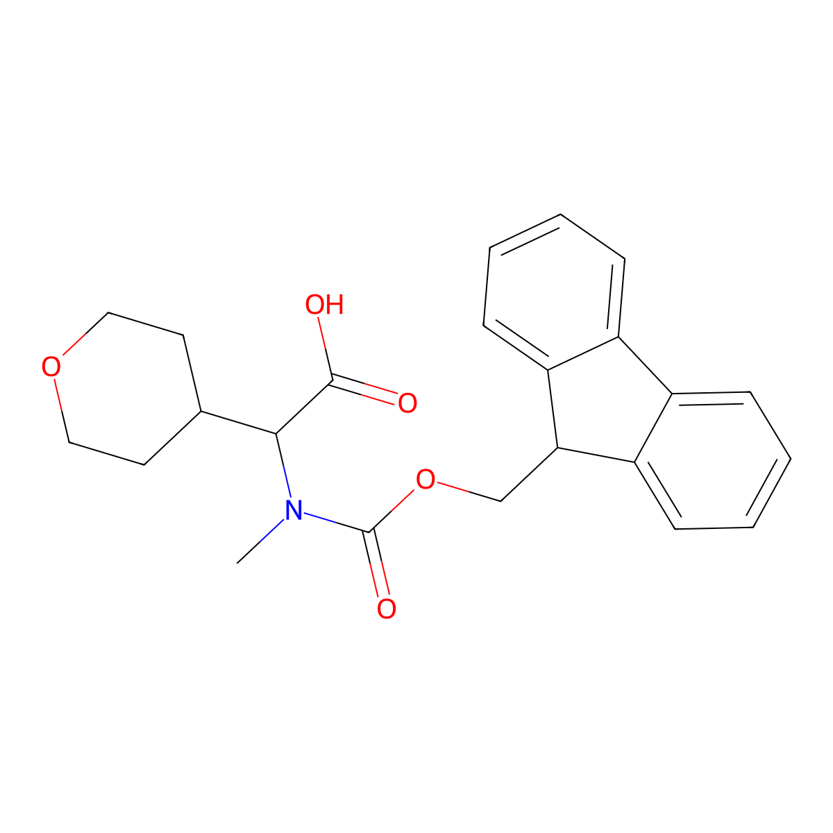 2-({[(9H-fluoren-9-yl)methoxy]carbonyl}(methyl)amino)-2-(oxan-4-yl)acetic acid molecular structure, CAS 1210970-22-1