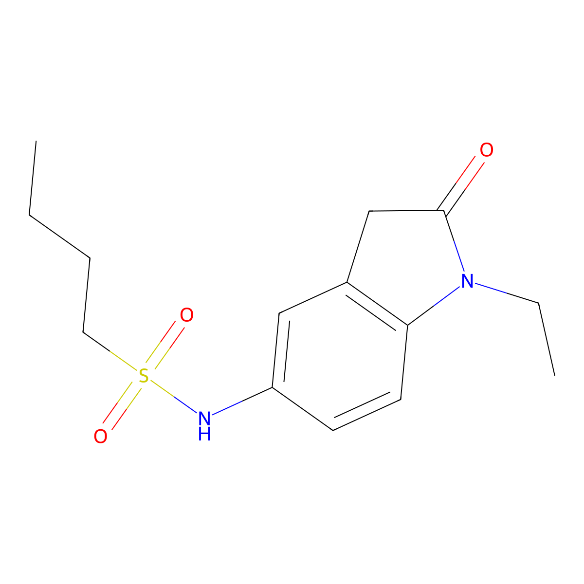 N-(1-ethyl-2-oxoindolin-5-yl)butane-1-sulfonamide molecular structure, CAS 1210975-64-6