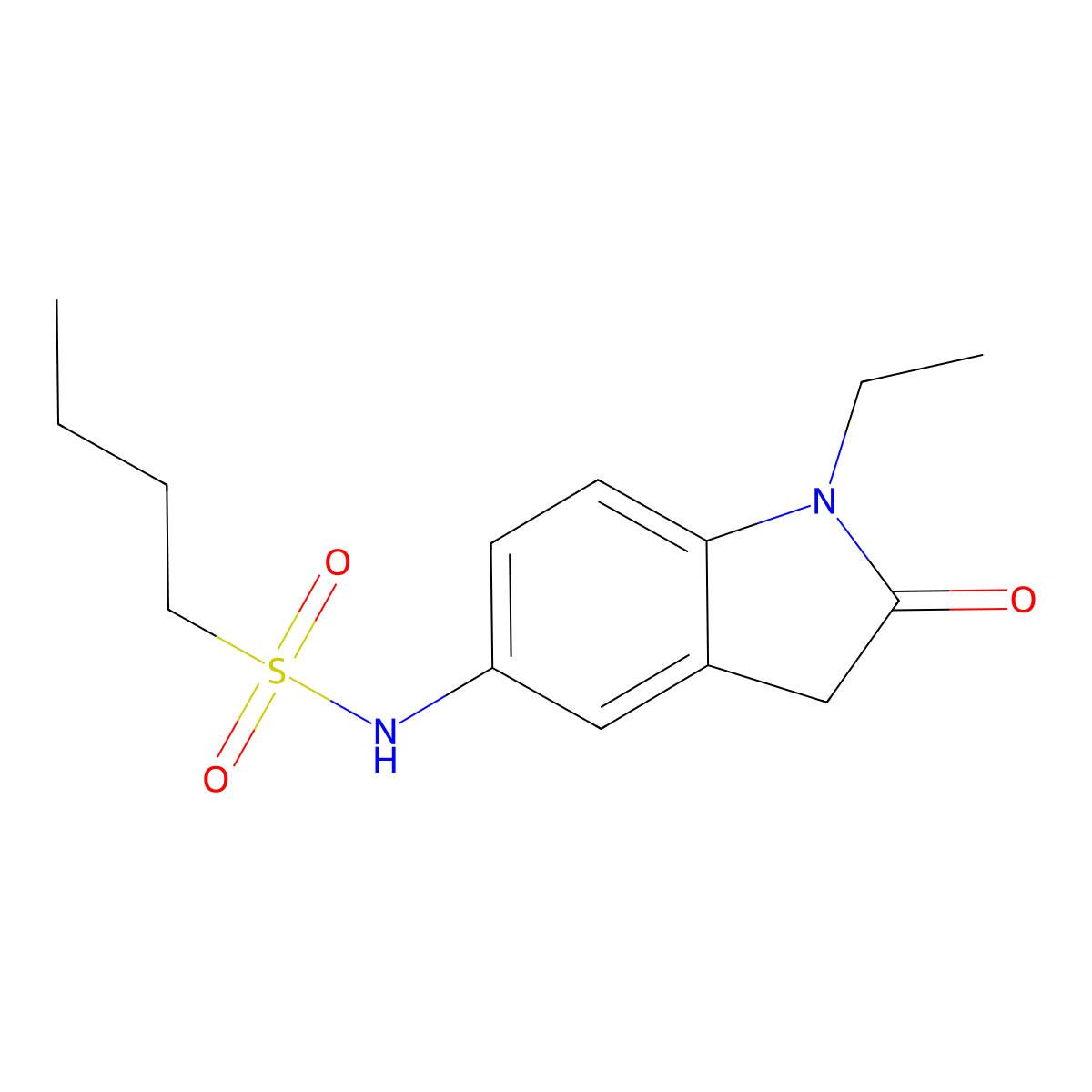 N-(1-ethyl-2-oxoindolin-5-yl)butane-1-sulfonamide molecular structure, CAS 1210975-64-6