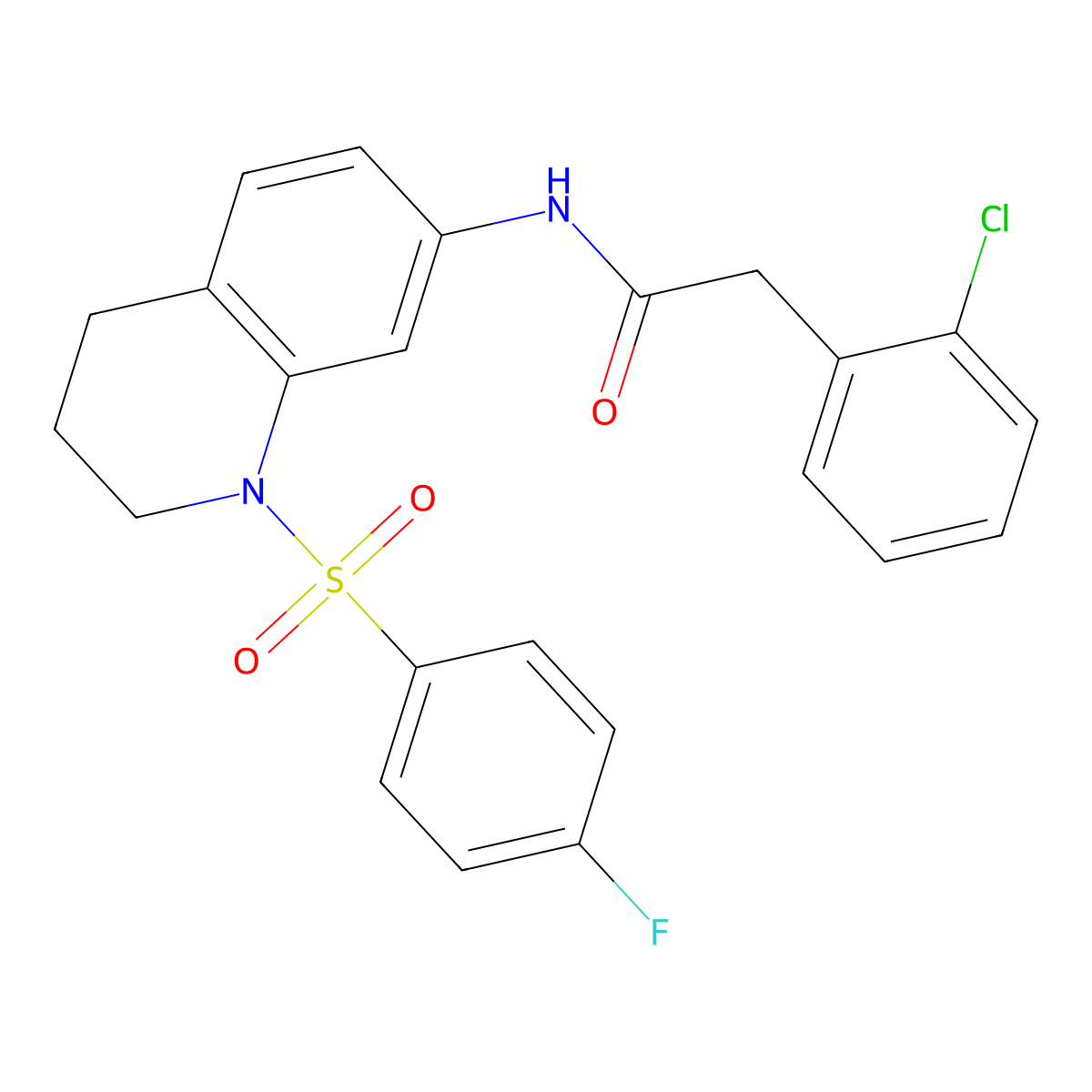 2-(2-chlorophenyl)-N-(1-((4-fluorophenyl)sulfonyl)-1,2,3,4-tetrahydroquinolin-7-yl)acetamide molecular structure, CAS 1210976-99-0