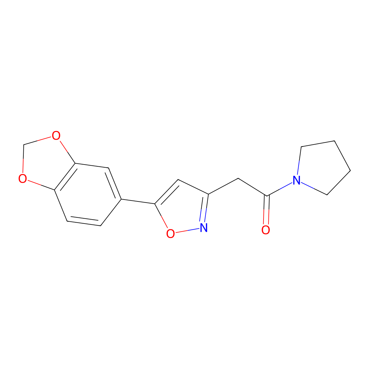 2-(5-(Benzo[d][1,3]dioxol-5-yl)isoxazol-3-yl)-1-(pyrrolidin-1-yl)ethanone molecular structure, CAS 1210979-88-6