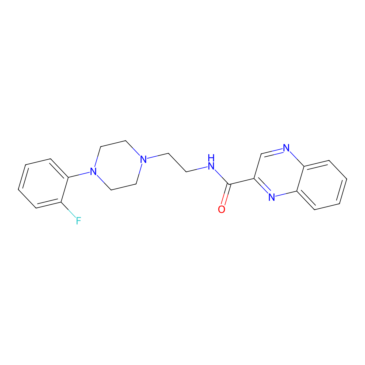 N-(2-(4-(2-fluorophenyl)piperazin-1-yl)ethyl)quinoxaline-2-carboxamide molecular structure, CAS 1210999-80-6
