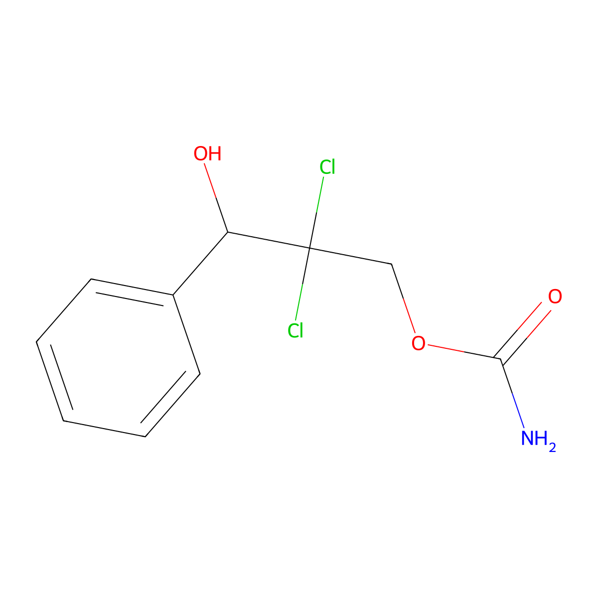 2,2-Dichloro-3-hydroxy-3-phenylpropyl hydrogen carbonimidate molecular structure, CAS 1211-00-3