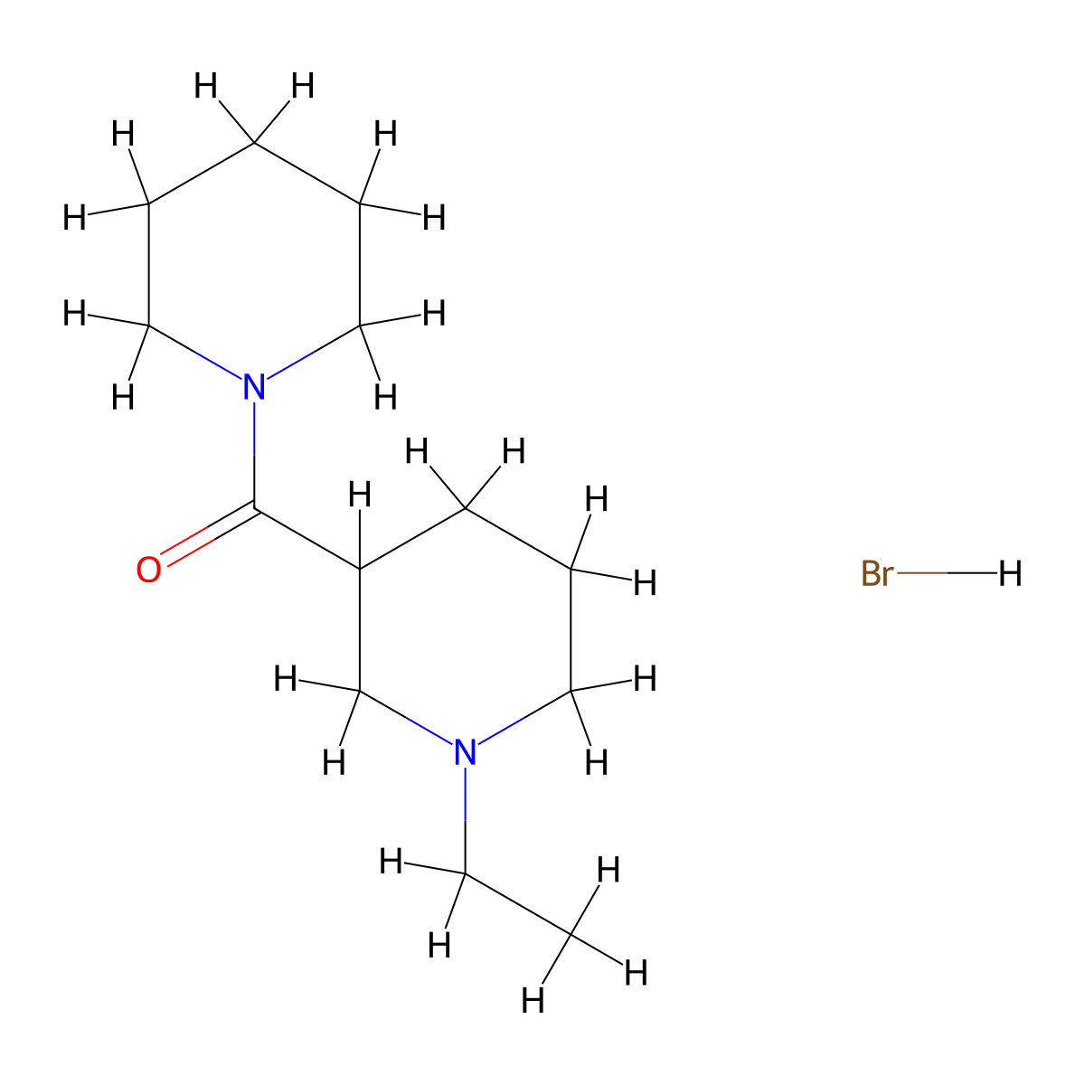 (1-Ethylpiperidin-3-yl)(piperidin-1-yl)methanone hydrobromide molecular structure, CAS 1211-14-9