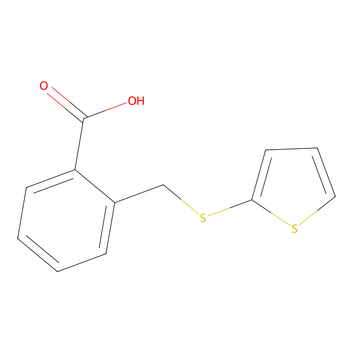 Benzoic acid, 2-[(2-thienylthio)methyl]- molecular structure, CAS 1211-23-0