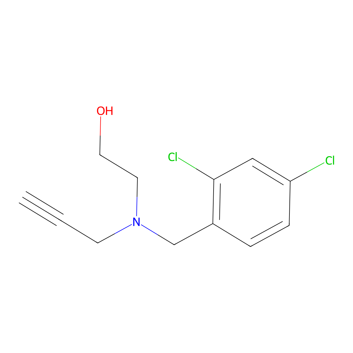 N-(2-Hydroxyethyl)-N-propargyl-2,4-dichlorobenzylamine molecular structure, CAS 1211-52-5