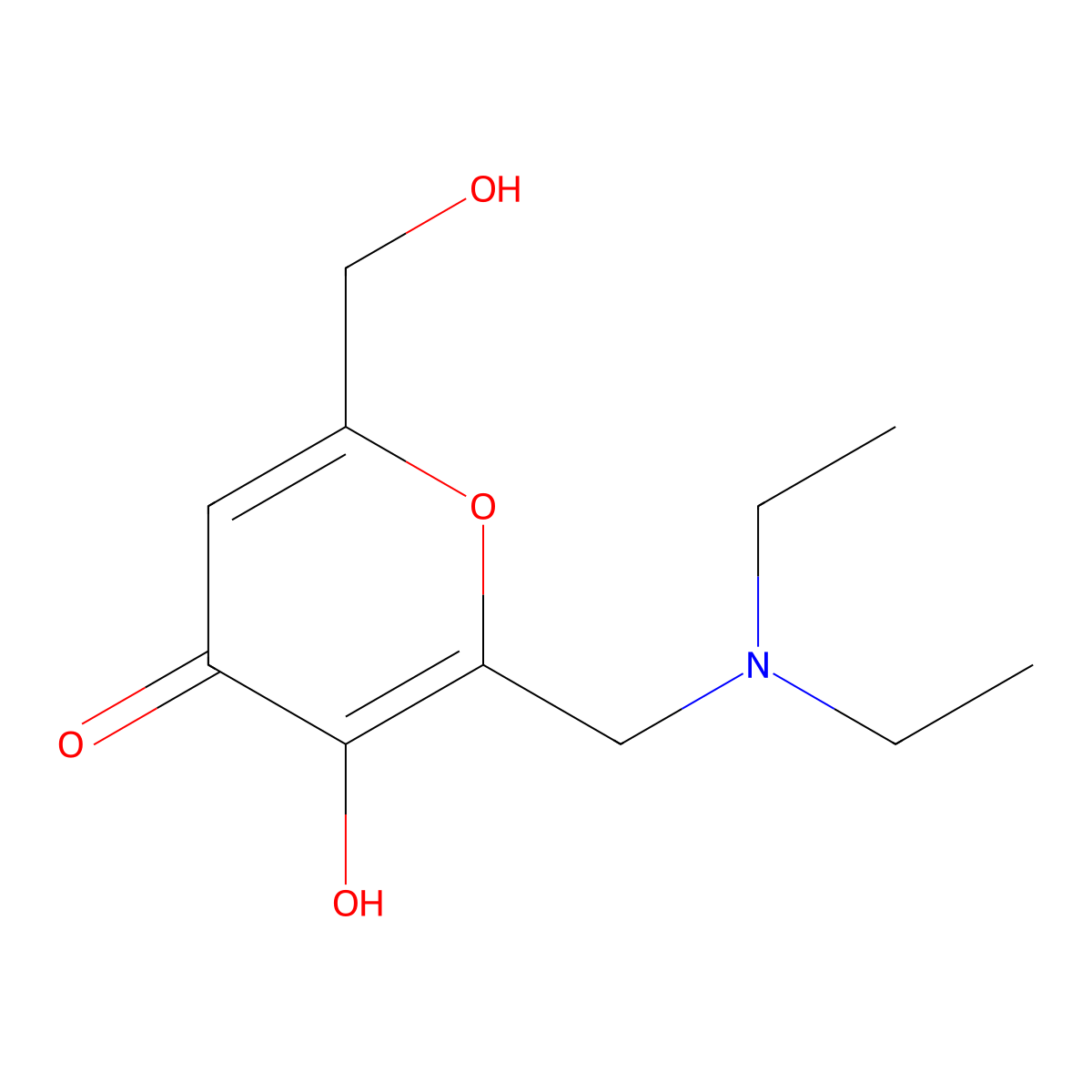 2-((diethylamino)methyl)-3-hydroxy-6-(hydroxymethyl)-4H-pyran-4-one molecular structure, CAS 1211-83-2